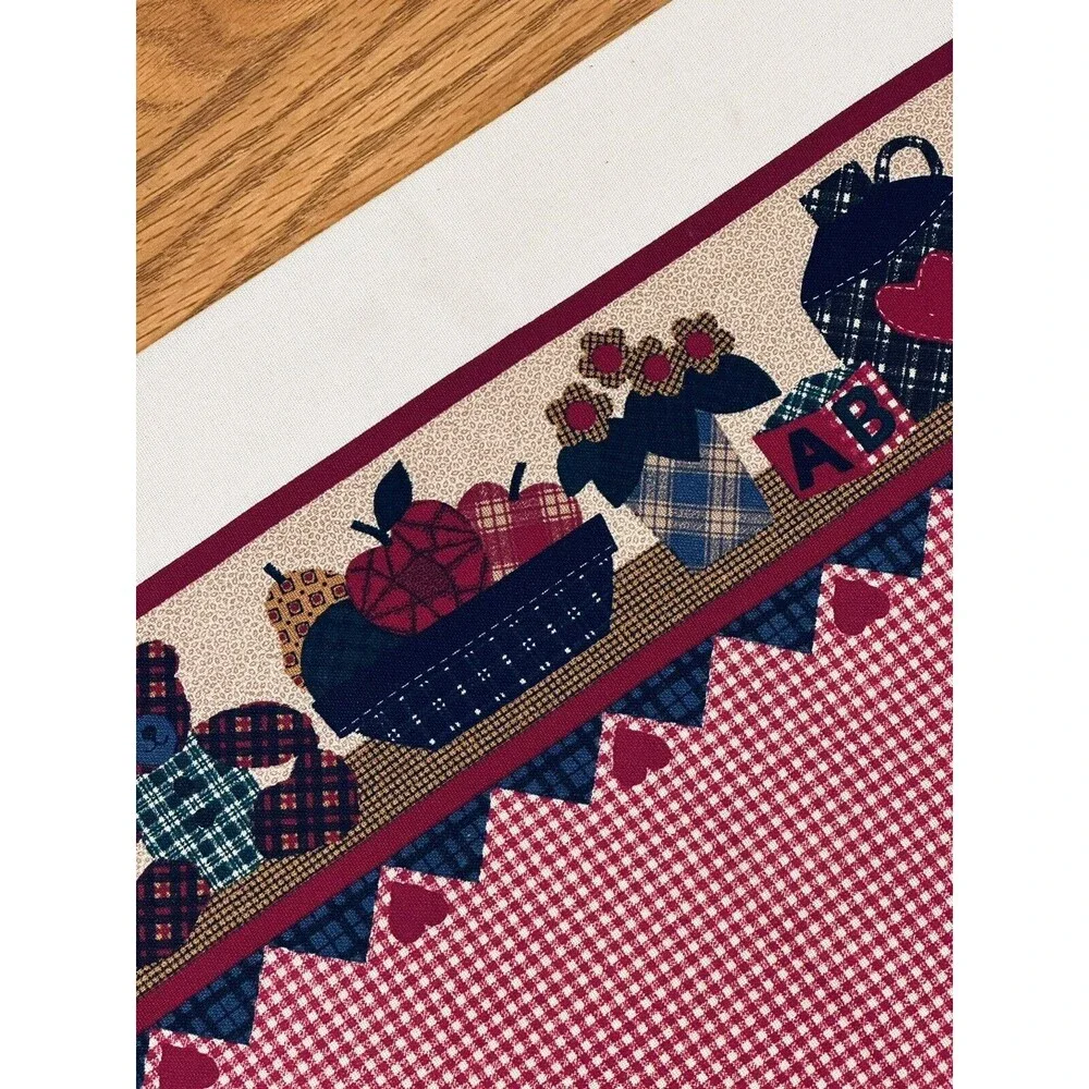 Cottagecore Primitive Farmhouse Teddy Bear Duck Heavy Cotton Border Print BTY